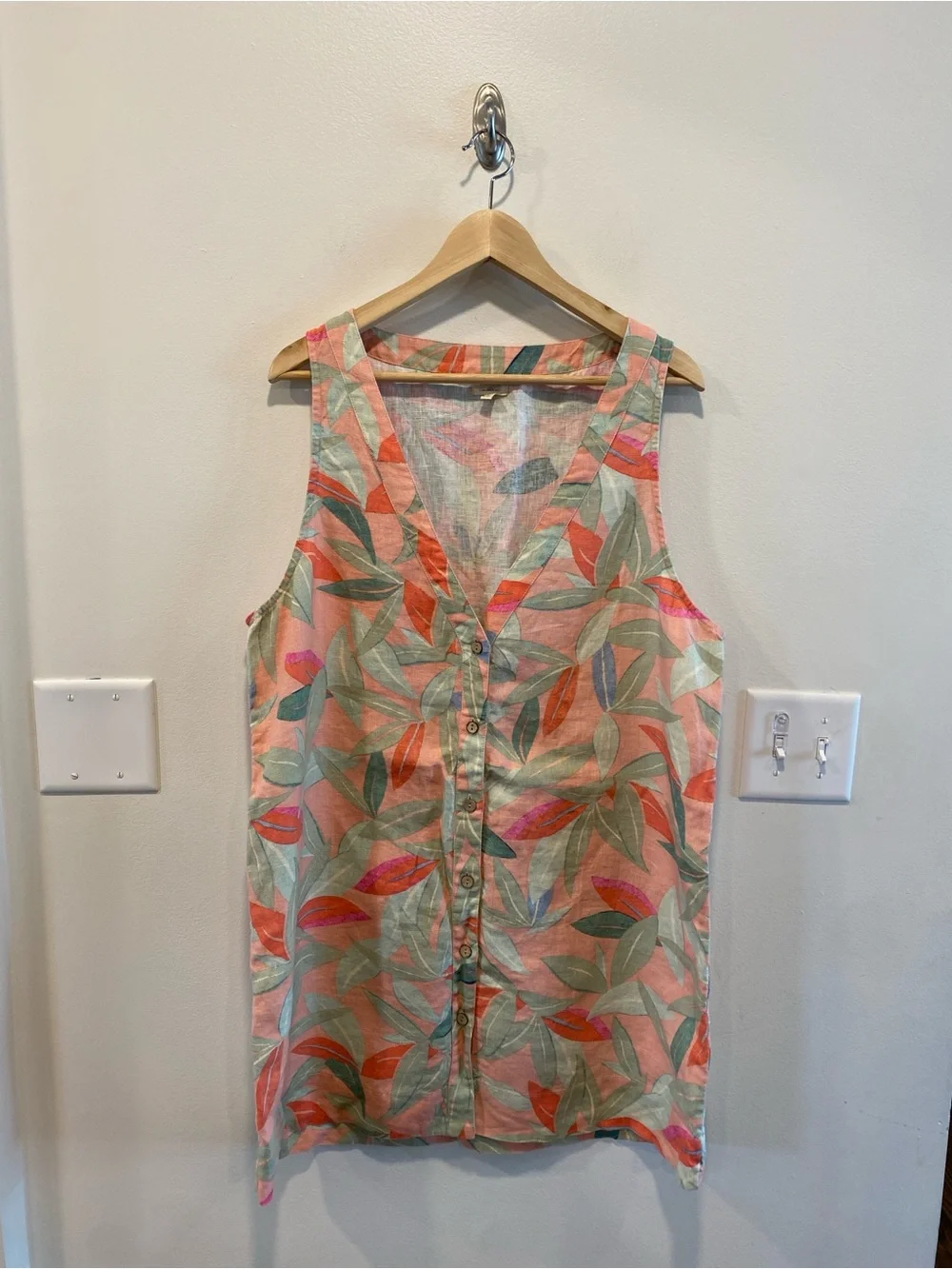 Faherty Alston dress 100% linen women’s size XL floral resort mini breathable